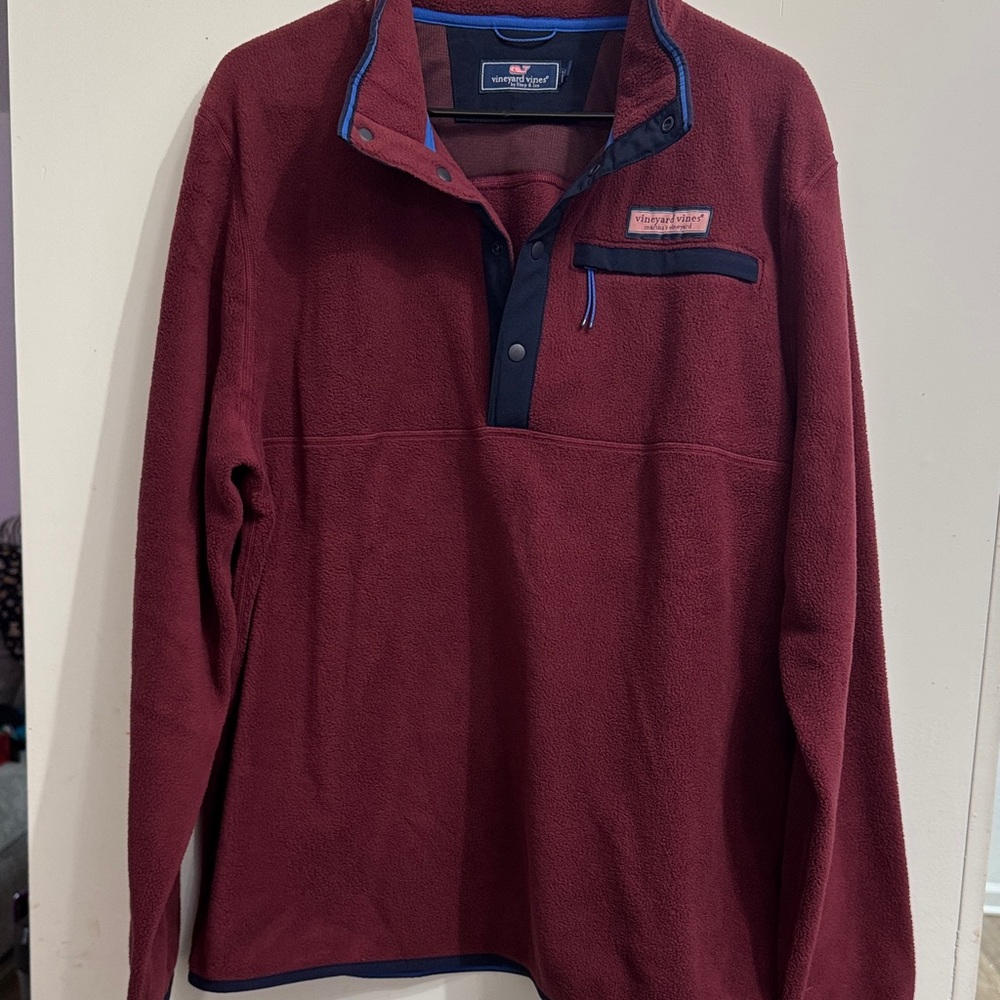 Vineyard Vines Maroon Fleece Pullover